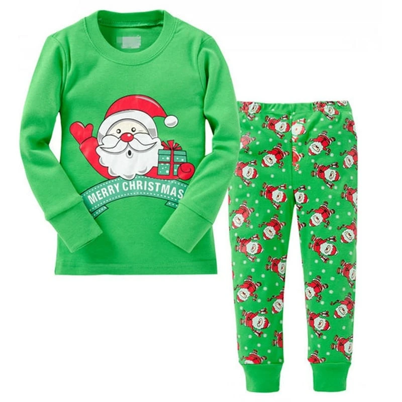 Pyjama Vert Avec Père Noël Pour Enfants