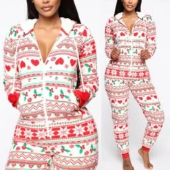 Combinaison à Capuche De Noël Pour Femme -Mode Pyjamas Magasin combinaison a capuche de noel pour femme 3