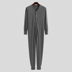 Combinaison Pyjama Couleur Unie -Mode Pyjamas Magasin combinaison pyjama couleur unie gris m