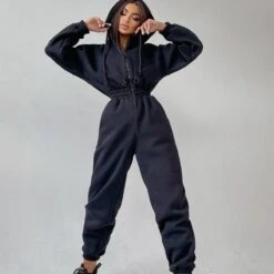 Combinaison Pyjama Femme Streetwear Décontracté à Taille Haute Et élastique