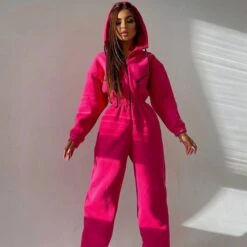 Combinaison Pyjama Femme Streetwear Décontracté à Taille Haute Et élastique -Mode Pyjamas Magasin combinaison pyjama femme streetwear decontracte a taille haute et elastique rose m