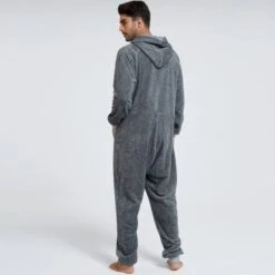 Combinaison Pyjama Gris Polaire -Mode Pyjamas Magasin combinaison pyjama gris polaire 3