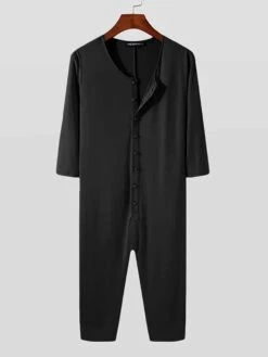 Combinaison Pyjama Homme Combinaison De Couleur Unie à Col Rond 13 Combinaison Pyjama Homme Combinaison De Couleur Unie à Col Rond -Mode Pyjamas Magasin combinaison pyjama homme combinaison de couleur unie a col rond 2