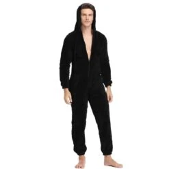 Combinaison Pyjama Molletonnée Avec Capuche Pour Homme -Mode Pyjamas Magasin combinaison pyjama molletonnee avec capuche pour homme 3