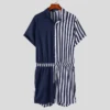 Combinaison Rayée Double Face Avec Manches Courtes Pour Hommes -Mode Pyjamas Magasin combinaison rayee double face avec manches courtes pour hommes
