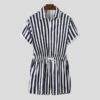 Combinaison Rayée Avec Manches Courtes Pour Hommes -Mode Pyjamas Magasin combinaison rayee double face avec manches courtes pour hommes 3