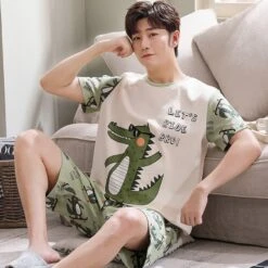 Ensemble D’été Manches Courtes Motif Croco -Mode Pyjamas Magasin ensemble d ete manches courtes motif chien 5