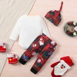 Ensemble De Noel Vêtements Pour Bébé De 0 à 18 Mois Garçon, Avec Nœud Et Chapeau -Mode Pyjamas Magasin ensemble de noel vetements pour bebe de 0 a 18 mois garcon avec noeud et chapeau 3