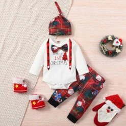 Ensemble De Noel Vêtements Pour Bébé De 0 à 18 Mois Garçon, Avec Nœud Et Chapeau -Mode Pyjamas Magasin ensemble de noel vetements pour bebe de 0 a 18 mois garcon avec noeud et chapeau 6