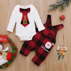 Ensemble De Vêtements De Noël Nœud Papillon Pour Nouveau-né Garçon De 0 à 12 Mois -Mode Pyjamas Magasin ensemble de vetements de noel noeud papillon pour nouveau ne garcon de 0 a 12 mois 3