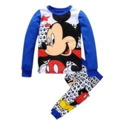 Pyjama Coton Avec Mickey Sur Fond Bleu
