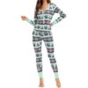 Ensemble Pyjama De Noël Bleu Pour Femmes Haut Et Pantalon -Mode Pyjamas Magasin ensemble pyjama de noel bleu pour femmes haut et pantalon 3