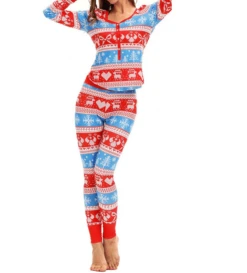 Ensemble Pyjama De Noël Rouge Pour Femmes Haut Et Pantalon