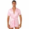Kimono En Satin Rose Pour Hommes -Mode Pyjamas Magasin kimono en satin rose pour hommes 7
