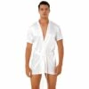 Kimono En Satin Blanc Pour Hommes -Mode Pyjamas Magasin kimono en satin rose pour hommes 8