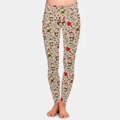 Legging De Noel Moulant Pour Femme Petits Singes De Noel