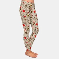 Legging De Noel Moulant Pour Femme Petits Singes De Noel -Mode Pyjamas Magasin legging de noel moulant pour femme petits singes de noel 3