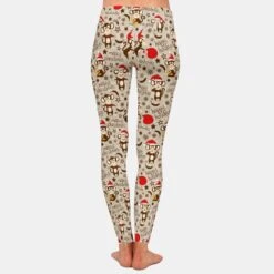 Legging De Noel Moulant Pour Femme Petits Singes De Noel -Mode Pyjamas Magasin legging de noel moulant pour femme petits singes de noel 4