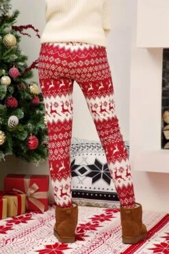 Leggings Blanc Et Rouge De Noël Imprimé Pour Femmes 10 Leggings Blanc Et Rouge De Noël Imprimé Pour Femmes -Mode Pyjamas Magasin leggings blanc et rouge de noel imprime pour femmes 4