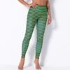 Leggings De Noel à Rayures Vertes Pour Femme -Mode Pyjamas Magasin leggings de noel a rayures vertes pour femme