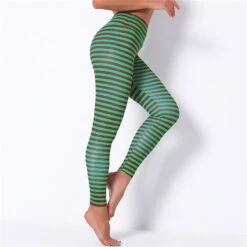 Leggings De Noel à Rayures Vertes Pour Femme 9 Leggings De Noel à Rayures Vertes Pour Femme -Mode Pyjamas Magasin leggings de noel a rayures vertes pour femme 2