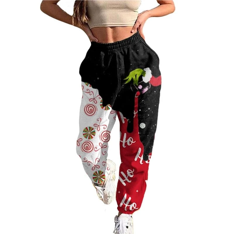 Pantalon De Noël Ample Et Décontracté Pour Femmes Rouge Et Noir 4 Pantalon De Noël Ample Et Décontracté Pour Femmes Rouge Et Noir – Image 2