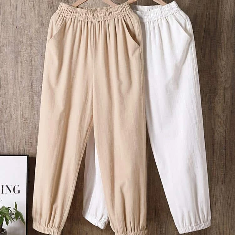 Pantalon Décontracté En Coton Et Lin Pour Femmes 3 Pantalon Décontracté En Coton Et Lin Pour Femmes