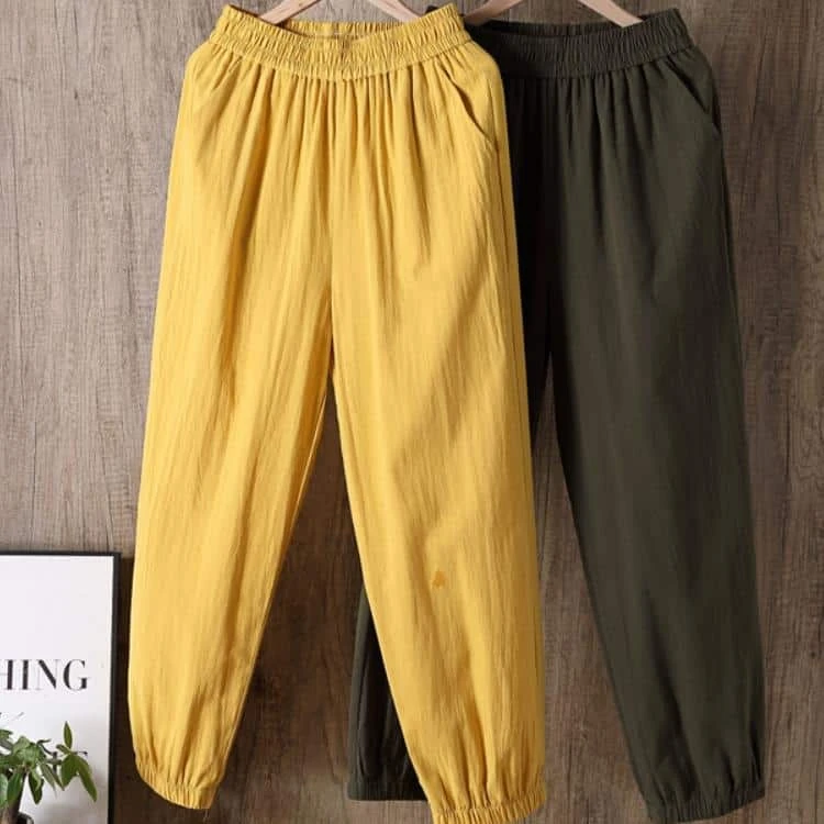 Pantalon Décontracté En Coton Et Lin Pour Femmes 4 Pantalon Décontracté En Coton Et Lin Pour Femmes – Image 2