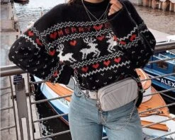 Pull De Noël à Manches Longues Avec Motifs De Noël -Mode Pyjamas Magasin pull de noel a manches longues avec motifs de noel 4