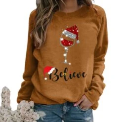 Pull De Noël Avec Motif Brillant à Manches Longues Pour Femme -Mode Pyjamas Magasin pull de noel avec motif brillant a manches longues pour femme 4