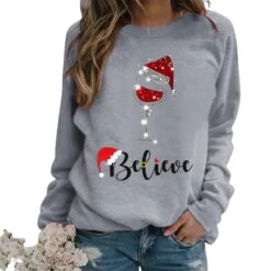 Pull De Noël Avec Motif Brillant à Manches Longues Pour Femme -Mode Pyjamas Magasin pull de noel avec motif brillant a manches longues pour femme 5