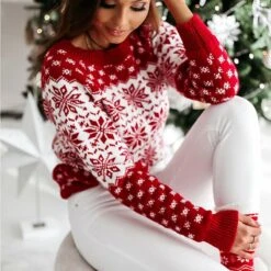 Pull De Noël Avec Motifs De Flocons De Neige Pour Femme -Mode Pyjamas Magasin pull de noel avec motifs de flocons de neige pour femme 2