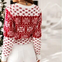 Pull De Noël Avec Motifs De Flocons De Neige Pour Femme -Mode Pyjamas Magasin pull de noel avec motifs de flocons de neige pour femme 4