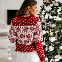 Pull De Noël Avec Motifs De Flocons De Neige Pour Femme -Mode Pyjamas Magasin pull de noel avec motifs de flocons de neige pour femme 5