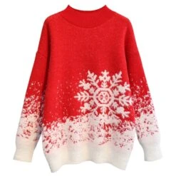 Pull De Noël épais à Col Roulé Pour Femme
