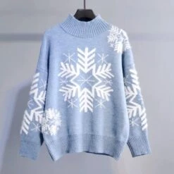 Pull De Noël Tricoté Avec Flocon De Neige Pour Femme -Mode Pyjamas Magasin pull de noel tricote avec flocon de neige pour femme 3