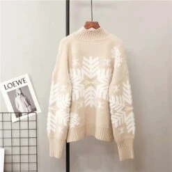 Pull De Noël Tricoté Avec Flocon De Neige Pour Femme -Mode Pyjamas Magasin pull de noel tricote avec flocon de neige pour femme 5