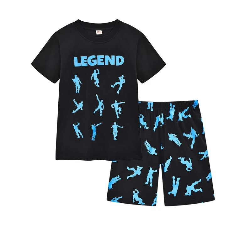 Pyjama Manche à Manches Courtes Noir Avec Inscription Legend Bleu 3 Pyjama Manche à Manches Courtes Noir Avec Inscription Legend Bleu