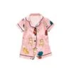 Pyjama à Manches Courtes Rose Motif Chat Pour Enfants -Mode Pyjamas Magasin pyjama a manches courtes rose motif chat pour enfants