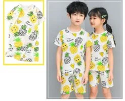 Pyjama Blanc Deux Pièces à Motif Ananas -Mode Pyjamas Magasin pyjama blanc deux pieces a motif ananas 2