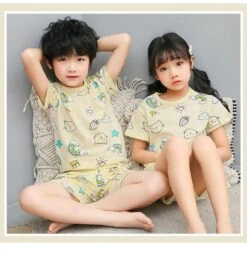 Pyjama Blanc Deux Pièces à Motif Dessin Animé Pour Enfants -Mode Pyjamas Magasin pyjama blanc deux pieces a motif dessin anime pour enfants 2