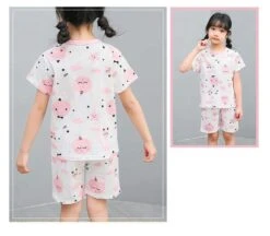 Pyjama Blanc Deux Pièces Avec Imprimé Dessin Animé Pour Petite Fille -Mode Pyjamas Magasin pyjama blanc deux pieces avec imprime dessin anime pour petite fille 2