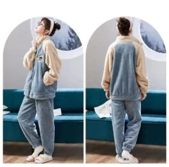 Pyjama Bleu Clair Pour Couple En Polaire -Mode Pyjamas Magasin pyjama bleu clair pour couple en polaire