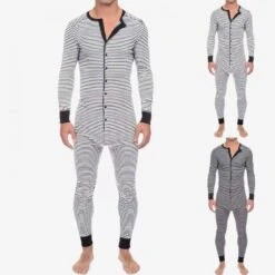 Pyjama Combinaison à Rayures Pour Hommes -Mode Pyjamas Magasin pyjama combinaison a rayures pour hommes 4