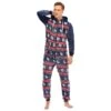 Pyjama Combinaison Bleue Imprimé En Flanelle Pour Homme -Mode Pyjamas Magasin pyjama combinaison bleue imprime en flanelle pour homme 2