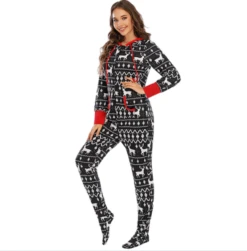 Pyjama Combinaison De Noël Gris Foncé En Coton Pour La Famille -Mode Pyjamas Magasin pyjama combinaison de noel gris fonce en coton pour la famille 2