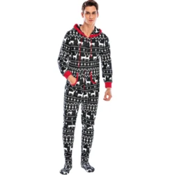 Pyjama Combinaison De Noël Gris Foncé En Coton Pour La Famille -Mode Pyjamas Magasin pyjama combinaison de noel gris fonce en coton pour la famille 4