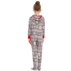 Pyjama Combinaison De Noël Grise En Polyester Pour La Famille -Mode Pyjamas Magasin pyjama combinaison de noel gris fonce en coton pour la famille 6