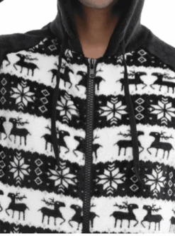 Pyjama Combinaison Noire Imprimé En Flanelle Pour Homme -Mode Pyjamas Magasin pyjama combinaison noire imprime en flanelle pour homme 7