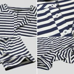 Pyjama Combinaison Rayée à Manches Courtes Pour Hommes -Mode Pyjamas Magasin pyjama combinaison rayee a manches courtes pour hommes 5